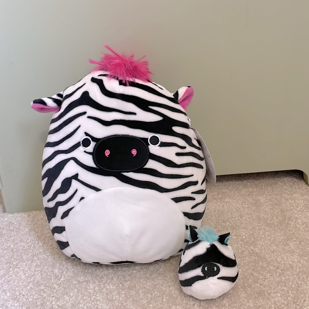 Zebra squishmallow + micromallow